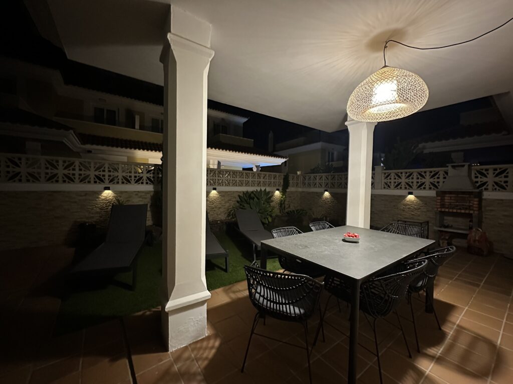 Pool terrace at night